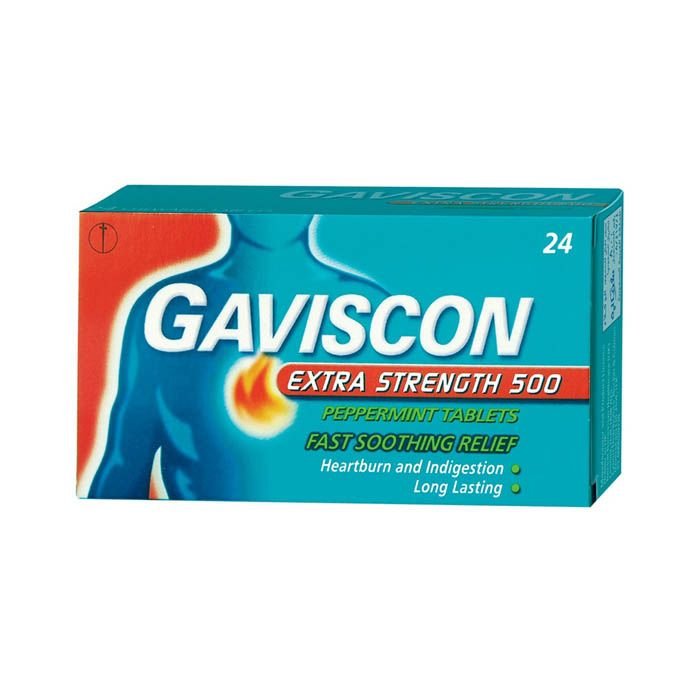 115652-gaviscon_extra_500mg_tablets_24_s_peppermint_1 Gaviscon Extra 500mg Tablets 24's Peppermint - Image 1