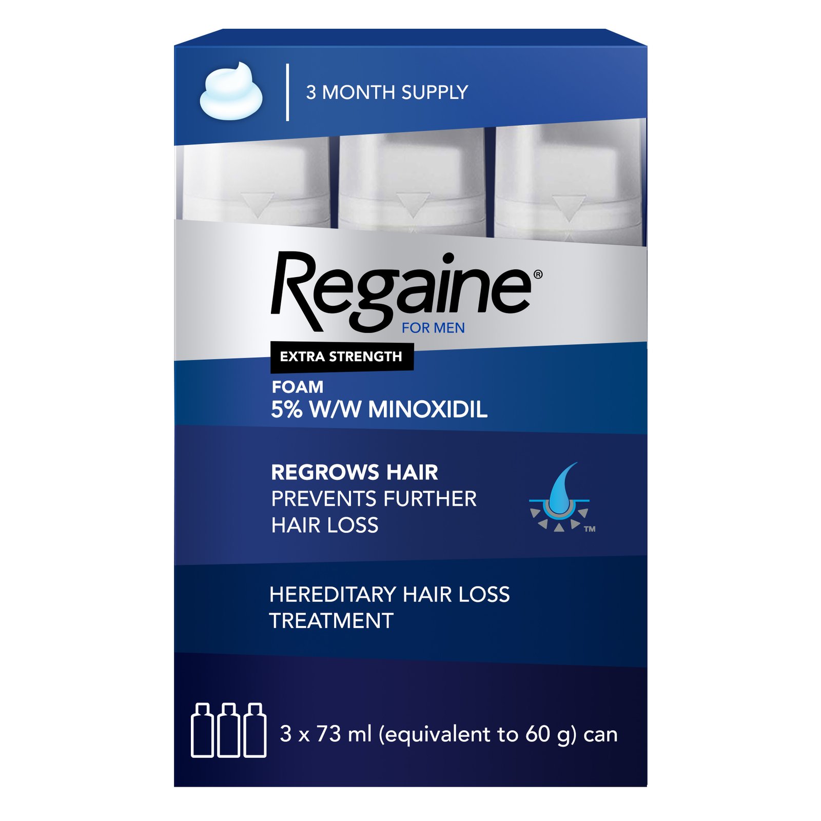 REGAINE TRIPLE PACK Regaine Men Foam 5% 60's Triple Pack - Image 1